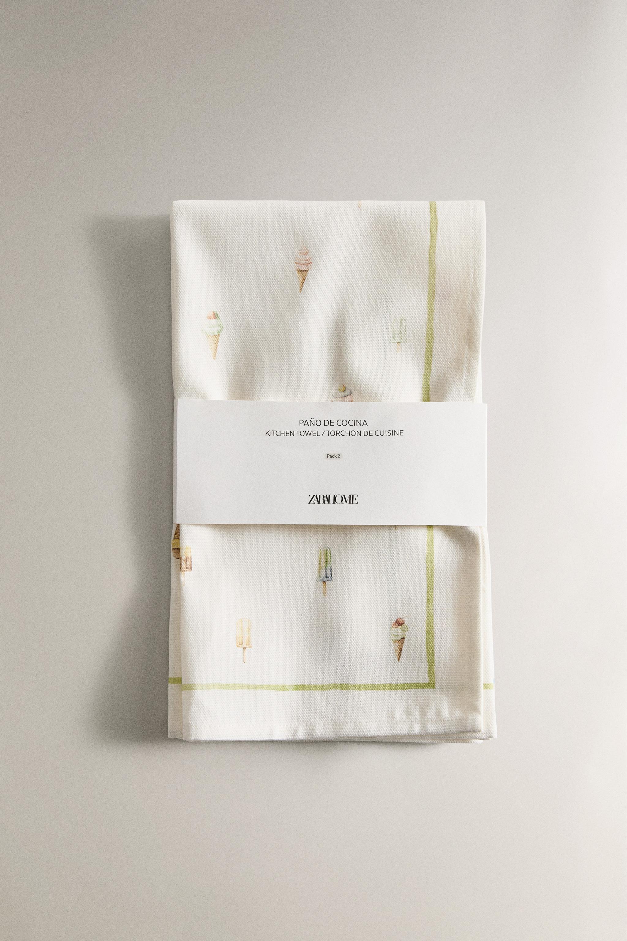 LOT TORCHONS DE CUISINE COTON GLACES (LOT DE 2)